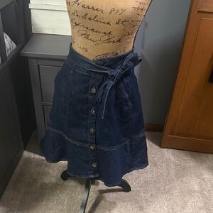 Nine West Dark Blue A-Line Skirt with Button Detail